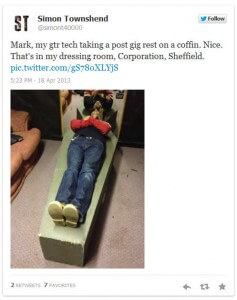 Mark has a bit of a rest in Sheffield